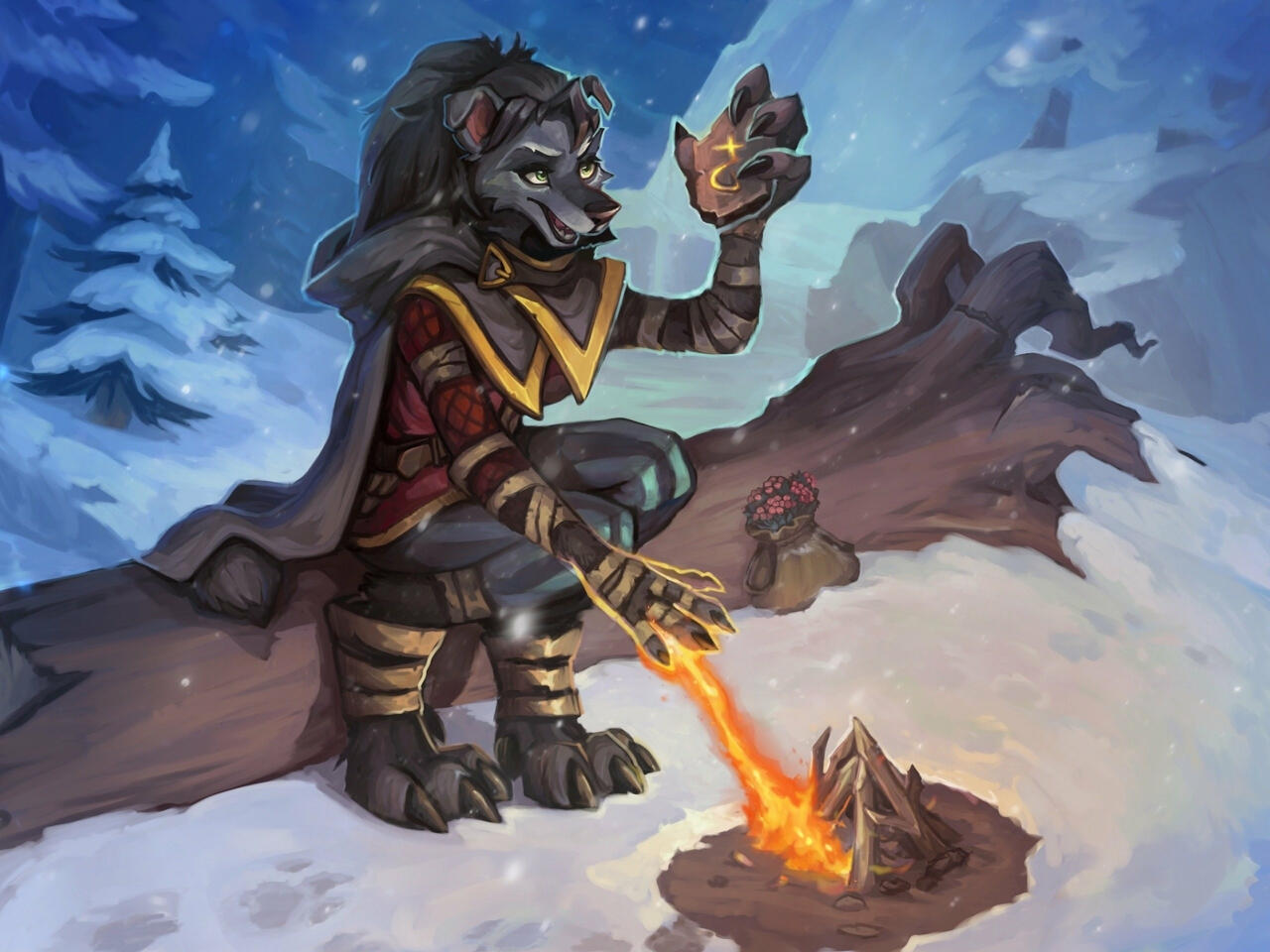 Worgen-Form Aranict, by @esiaart