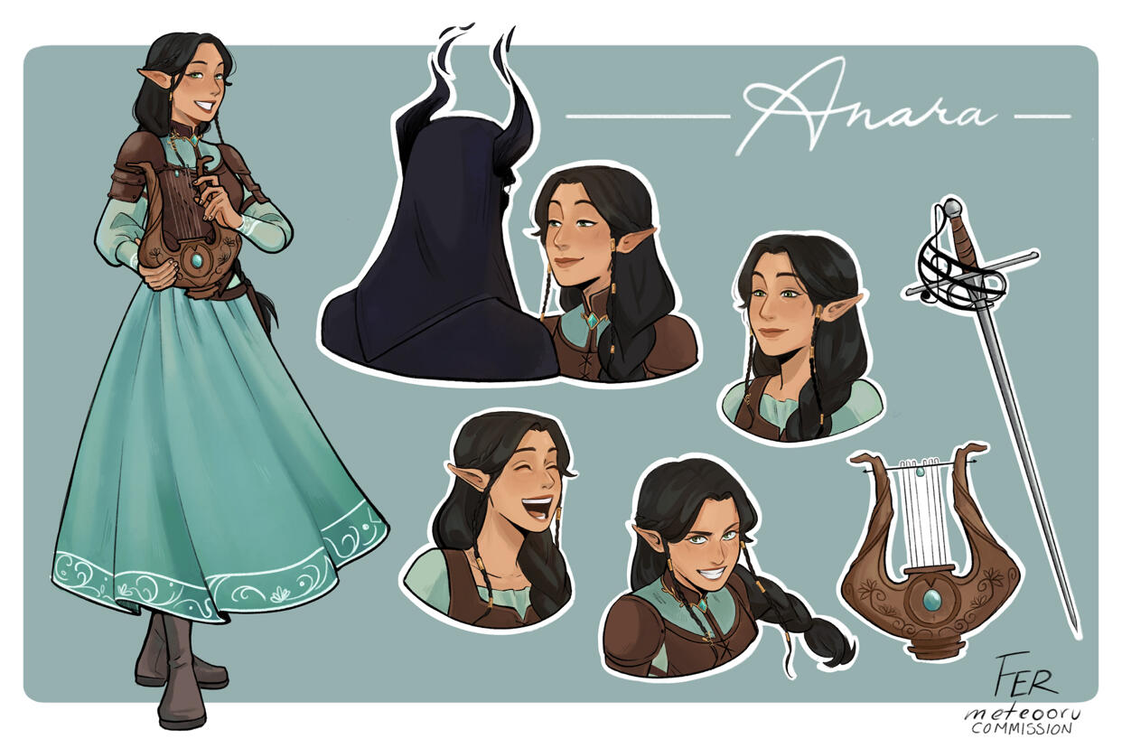 Anara character sheet, by Meteooru